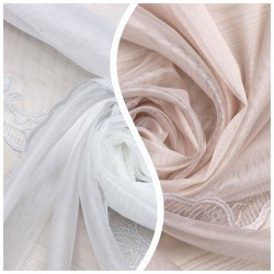 1161 V--5 Wholesale Embroidery  Tulle Curtain Fabrics Living Room and Bedroom Curtains 2 Models 100% Polyester